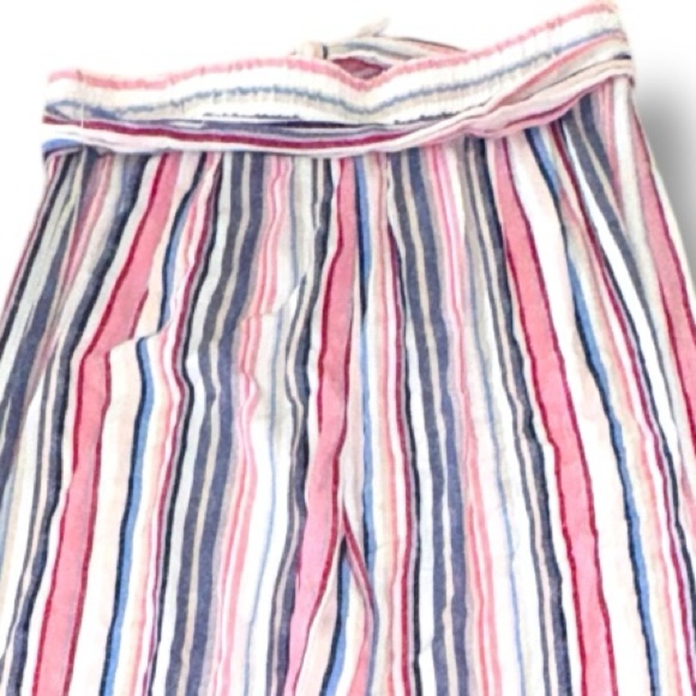 EST 1946 Size Large Elastic Waist w/Tie Belt Striped Wide Leg Beach Pants - Picture 4 of 6